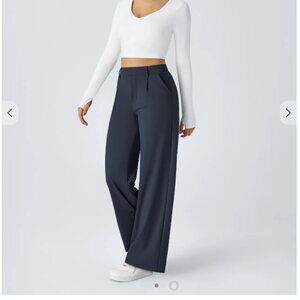 HaloTek Air™ High Waisted Side Pocket Straight Leg Work Pants (Petite M)